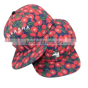 Wholesale Two Tone 100% Acylic Flat Brim Bulk Snapback Caps Floral Printing thumbnail-4