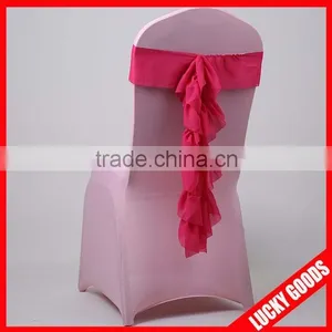 Custom Fancy Fuschia Chiffon Chair Sash for Weddings thumbnail-1