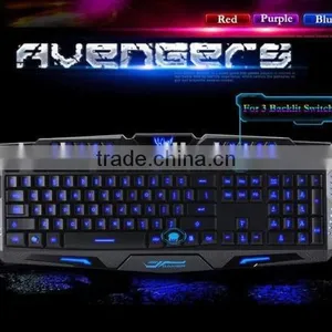 M200 Three Color Backlight Multimedia Ergonomic Gaming Keyboard Blue/Red/Purple thumbnail-2