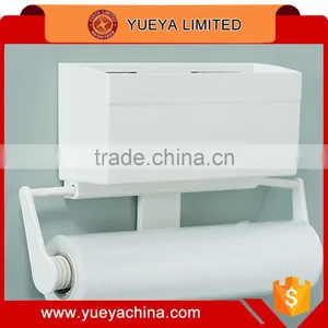 Multifunctional Paper Tissue Towel Holder Storage Box With Cling Wrap Holder thumbnail-1