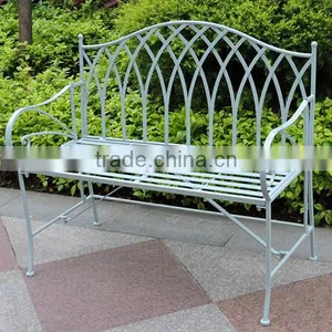 Foldable Blue Wrought Iron Outdoor Bench thumbnail-3