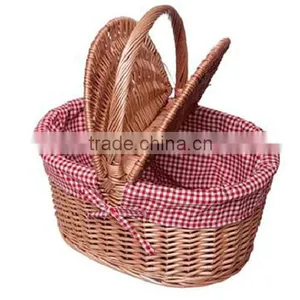 Wiholesale Natural Willow Wicker Oval Picnic Baskets With Lid With Handle thumbnail-1