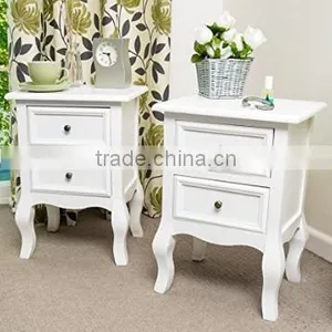 Set of Two Small Traditional Style Bedside Table in White thumbnail-1