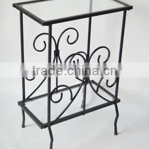 Decorative Living Room Scrolled Metal and Coffee Glass Table thumbnail-2