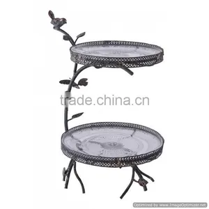 Bird Design Antique Metal Cake Stand thumbnail-1