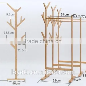 New Design Solid Beech Wood Coat Rack Hat Purse Display Stand With Shoe Bench Entry Way Coat Rack thumbnail-4