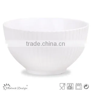 Delicate White Color Emboss Ceramic Dinner Set With Vertical Stripe Decoration thumbnail-4