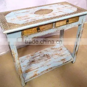 Metal Fitted 2 Drawers Wooden Square Study Table thumbnail-1