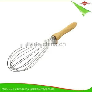 ZY-C1035 8 Inch Stainless Steel Head Egg Whisk Rubber Wood Handle Egg Beater thumbnail-3