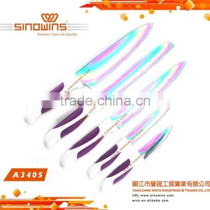 A3405-2 New Design 5pcs Colorful Titanium Blade Stainless Steel Kitchen Knife Set thumbnail-4