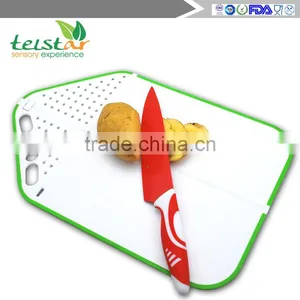 Moldiy Cutting Board Plus Colander 2 in 1 Chopping Board With Integrated Strainer Thanksgiving Gift for Her thumbnail-1