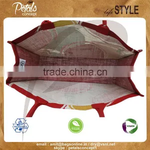 PP Laminated Jute Tote Bag With Padded Rope Handle With Three Color Print Two Side thumbnail-6