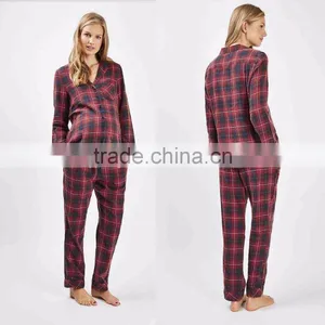 Wholesale Womens Pyjama Sets Long Sleeve Maternity Red Check Pyjama Set thumbnail-1
