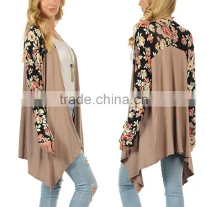 OEM High Quality Women Fashion Plus Size Black Floral Open Cardigan Sweaters With Batwing Sleeve Wholesale Custom Manufacturer thumbnail-1