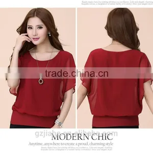 Hot Fashion Blusa Feminina 2015 Summer Casual Plus Size Slim Bat Sleeve Chiffon Shirt Women Blouse Blusas Women Tops Clothing thumbnail-5