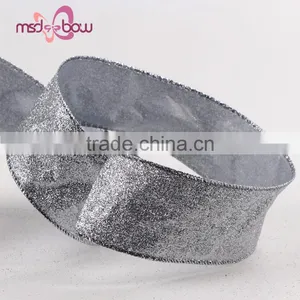 Popular Sale China 2'' Single Face Silver Glitter Burlap Ribbon thumbnail-2