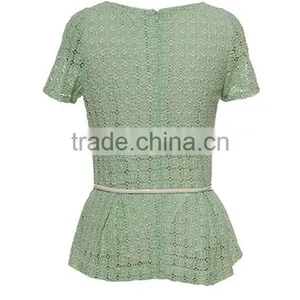 2015 High Quality Fashion Korean Style Green Color Ladies Tight Blouses thumbnail-2