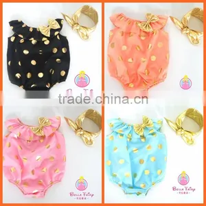 Children Toddler Summer Floral Fancy Baby Rompers With Headbands thumbnail-6