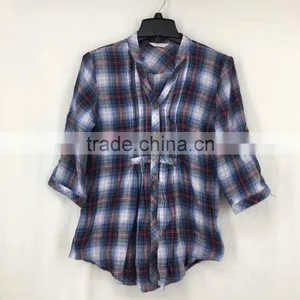Ladies Stocklots Latest Designs Cotton Check Shirt thumbnail-1