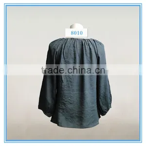 New Style Vintage Ethnic Embroidery Blouse Tie Neck Wholesale Clothing thumbnail-2