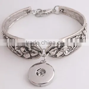 Free Sample Vintage Flower Design Bangle Two Parts Lobster Clasp Bangle Diy Snap Button Charm Bangle thumbnail-5