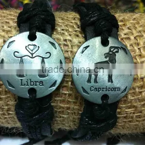 Zodiac Sign Leather Bracelet,Libra Sign Leather Bracelet,Capricorn Sign Leather Bracelet thumbnail-1