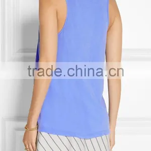 Blue Blank Gym Tank Top for Women thumbnail-4