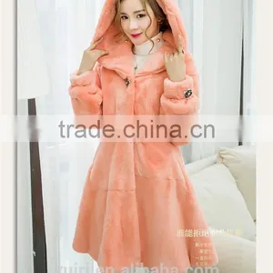 Professional Winter Warm Fur Jacket Women Genuine Leather Real Whole Rabbit Fur Coat Lady Natural Rabbit Fur Overcoat thumbnail-5
