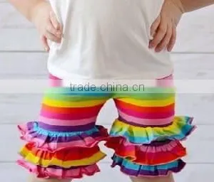 2017 Children's Clothing Kids Cotton Ruffle Shorts Girls Rainbow Colorful Shorts Sew Sassy Icing Legging thumbnail-1