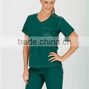 Unisex Green V-Neck Medical Scrubs Set thumbnail-1