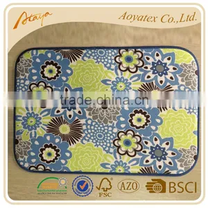 Check Printed and Flower Printed Dish Drying Mat for Kitchen Use thumbnail-3