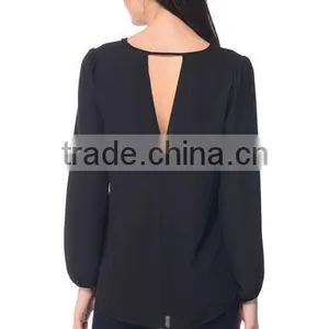 Womens Casual Fashion Blouses 2017 New Designs Long Sleeve V Neck Loose Blouses for Girls thumbnail-2