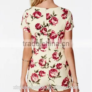 Rose Print Jumpsuit Playsuit, Lady Playsuit, Wholesale Playsuit thumbnail-2