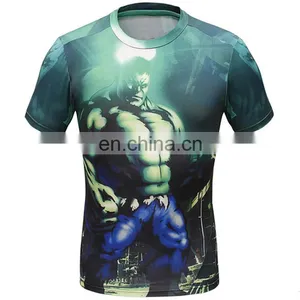 Custom Blank Fitness Wear Short Sleeve Training Clothing Gym Wear Compression Tights Rash Guard Swim thumbnail-6