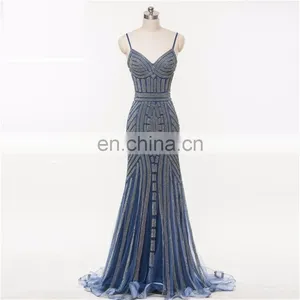 Robe De Soiree Evening Dresses Party Gold Color Red Royal Blue Tulle Crystal Occasion Formal Women Prom Dress Long thumbnail-4