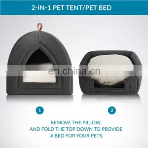 2020 Stylish Fancy Anti-mud Soft Comfy Calming 2 in 1 Cat Tent For Cat thumbnail-3