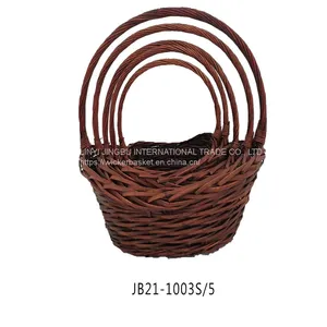 Cheap Hot Wholesale Log Large Rattan Wicker Carft Fruite Basket Storage With Handles From Indones thumbnail-1