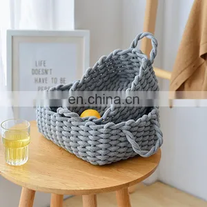 Top Selling Cotton Rope Basket Wholesale 100% Handmade Customized Natural Sundries Storage Basket thumbnail-3