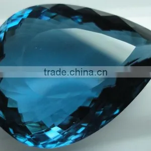 London Blue Topaz Pear Shape Normal Cut Gems Calibrated Rose Cut Fine Cabochon thumbnail-1