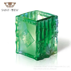 Colored Glaze Fancy Business Gift Auspicious Lions Animal Home Decor Pen Holder Desktop Display Rack Stand thumbnail-2