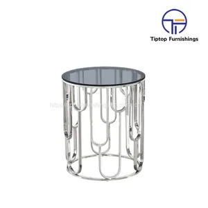 Luxury New Design Living Room Furniture Stainless Steel Glass Coffee Table thumbnail-1