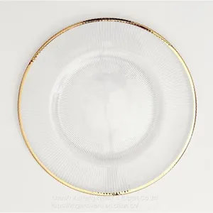 Wholesale Banquet Wedding Gold Silver Rimmed Glass Charger Plate thumbnail-2