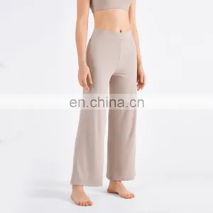 Anti-UV Sunscreen Loose Wide Legs Yoga Pants Solid Ribbed Drawstring Trouser Legs Sports Running Trousers Casual Women Gym Wear thumbnail-2