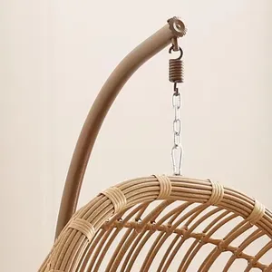 Modern Eco-Friendly PE Rattan Egg Shaped Hanging Chair Factory Price Patio Garden Swing Chair thumbnail-3