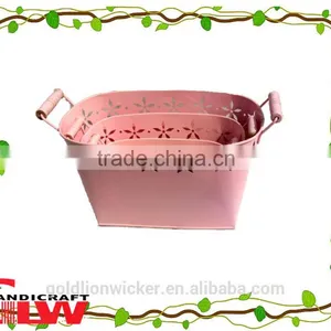 Pink Iron Bucket With Handles, Rectangular Bucket,factory Wholesale Directly,storage Bucket thumbnail-1