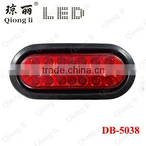 Waterproof Long Lifespan Red PC Lens 12V Oval 6" LED Stop Turn Tail Light Truck Light thumbnail-1