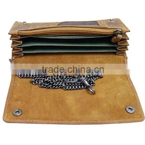 Brown Vintage Genuine Leather Chain Wallet Men's Biker Wallet With Button Closure thumbnail-2