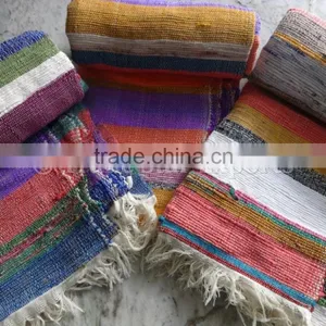 Handmade Cotton Rugs Reversible Area Rug Hand Loomed Rug Reversible Bohemian Throw thumbnail-5