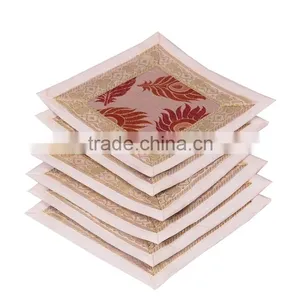 Indian Silk Table Runner With 6 Place Mats & 6 Coaster in Blue Color Size 16*62 thumbnail-3