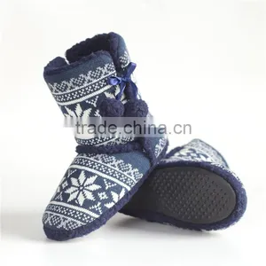 Ladies Classical Knitted Flower Slipper Boot thumbnail-5